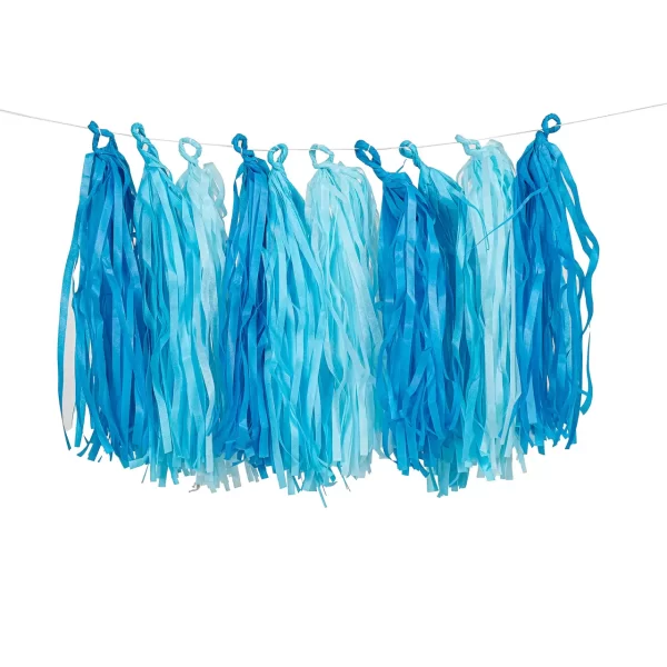 Cortina de Pompones de Papel Azul